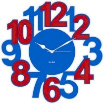  Klok Stylized Numbers Wall Clock Red And Blue KL593DE26APXINDFUR