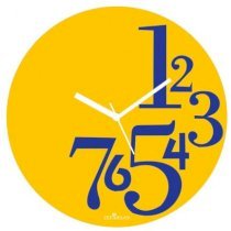  Crysto Numbers On The Side Yellow & Blue Wall Clock  CR726DE87BSMINDFUR