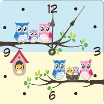 Rikki KnightTM Owl Bird Family illustration on Tree Design 6" Art Desk Clock
