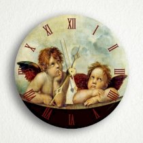 Raphael's Sistine Madonna Daydreaming Angels Cherubs 6" Silent Wall Clock (Includes Desk/Table Stand)