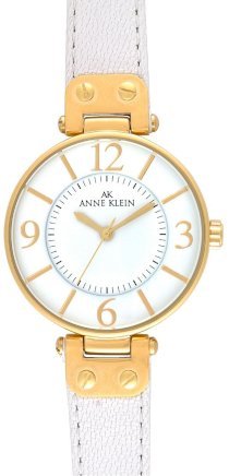 Anne Klein Watch, Women's White Leather Strap 58546