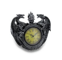 Guardians of Chronos Twin Gothic Dragons Celtic Knot Sculptural Wall Clock