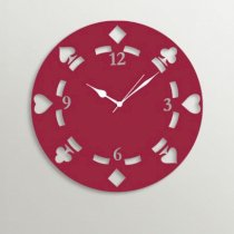 Timezone Playing Cards Suits Wall Clock Maroon TI430DE58XYJINDFUR