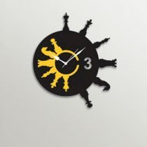 Timezone Chess Wall Clock Black And Yellow TI430DE61YVIINDFUR