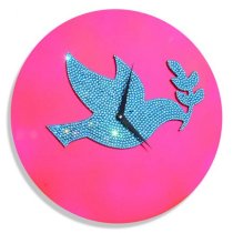 Crysto Dove Love Wall Clock Pink & Blue CR726DE80HZJINDFUR