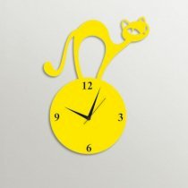 Timezone Naughty Cat Wall Clock Yellow TI430DE77YYOINDFUR