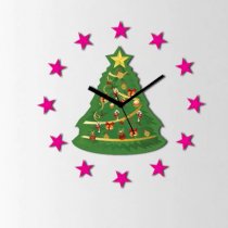 Crysto Christmas Tree With Stars Wall Clock Green And Pink ZE928DE96GEHINDFUR