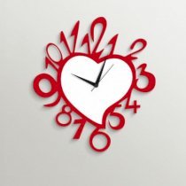  Timezone Heart With Stylized Numbers Wall Clock Red TI430DE32YHBINDFUR