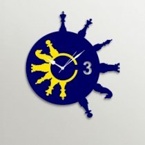 Timezone Chess Wall Clock Dark Blue And Yellow TI430DE56YVNINDFUR