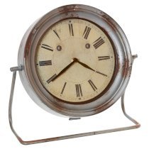 Wilco Imports Distressed Grey Metal Table Clock