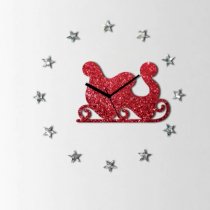 Crysto Santa Cart And Stars Wall Clock Red And Silver ZE928DE12GDRINDFUR