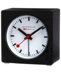 Mondaine Black Alarm Clock with Led Light