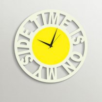 Timezone Time Is On My Side Wall Clock White And Yellow TI430DE65YBYINDFUR