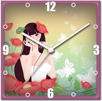 StyBuzz Lady in White Abstract Analog Wall Clock