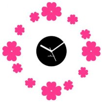 Crysto Floating Flowers Pink & Black Wall Clock CR726DE17BRIINDFUR