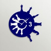 Timezone Chess Wall Clock Dark Blue And White TI430DE57YVMINDFUR
