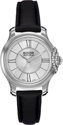 Bulova Accu Swiss Ladies Black Leather Strap Watch 31mm 64562