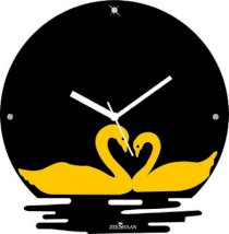 Zeeshaan Swan In The Water Black And Yellow Analog Wall Clock