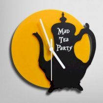 Silhouette Mad Tea Party Black And Yellow Wall Clock SI871DE35BQMINDFUR