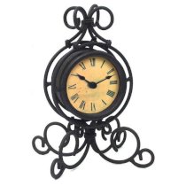 Grace Table Top Clock - Black Wrought Iron Table Clock