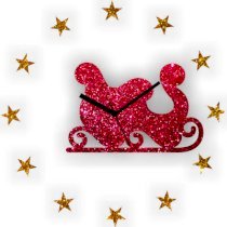 Zeeshaan Santa Cart & Stars Analog Wall Clock