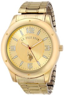 U.S. Polo Assn. Classic Men's USC80014 Oversized Bezel Gold Dial Expansion Watch