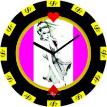 Zeeshaan Lady Luck Poker Chip Analog Wall Clock