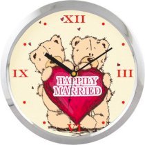 Shopping Monster Happily Married Teddy Designer Analog Wall Clock