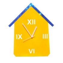 Crysto Yellow & Blue Hut Wall Clock CR726DE39HEUINDFUR