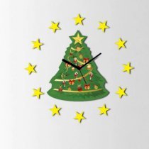 Crysto Christmas Tree With Stars Wall Clock Green And Yellow ZE928DE99GEEINDFUR