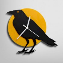 Silhouette Beautiful Crow Black And Yellow Wall Clock SI871DE47BQAINDFUR