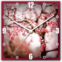 StyBuzz Pink Flowers Analog Wall Clock