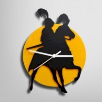 Silhouette Knight On Horse Black And Yellow Wall Clock SI871DE29BQSINDFUR