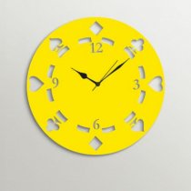 Timezone Playing Cards Suits Wall Clock Yellow TI430DE54XYNINDFUR