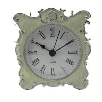 Metal Desk Clock(3.2-inch Diameter) with Beatiful Handmade Outside Decoration 3.2-inch Diameter