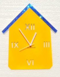 Zeeshaan Yellow Blue Hut Analog Wall Clock