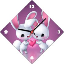 Lovely Collection Cute Bunny Love Analog Wall Clock