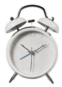 JustNile Bedside Twin Bell Alarm Clock with Backlight - 4" White Spiral