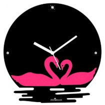 Crysto Swan In The Water Black & Pink Wall Clock CR726DE27BQYINDFUR