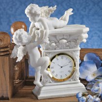 French Baroque Style Decorative Baby Cherubs Sculpture Table Clock