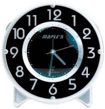 Maple's Streamline Table Alarm Clock, Atomic Time Sync, Black Face
