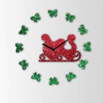 Crysto Santa Cart And Bow Wall Clock Red And Green ZE928DE06GDXINDFUR
