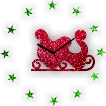 Zeeshaan Santa Cart & Stars Analog Wall Clock