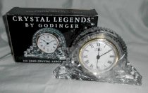 Godinger " Crystal Legends " Lead Crystal Large Mantle Clock 6" X 4"