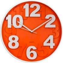  Basement Bazaar Bold Number Analog Wall Clock (Orange, White) 