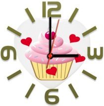 Ellicon 66 Love Cupcake Heart Analog Wall Clock (White) 