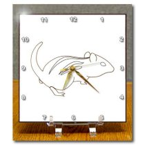 3dRose dc_20919_1 Chipmunk Outline Art Drawing - Desk Clock, 6 by 6-Inch