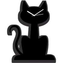 Fab Time Black Meow Cat Wall Clock FA116DE17TKWINDFUR