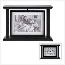 Melannco Black Revolving Photo clock