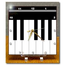 3dRose dc_112827_1 Piano Keys-Black and White Keyboard Musical Design-Pianist Music Player and Musician Gifts-Desk Clock, 6 by 6-Inch
